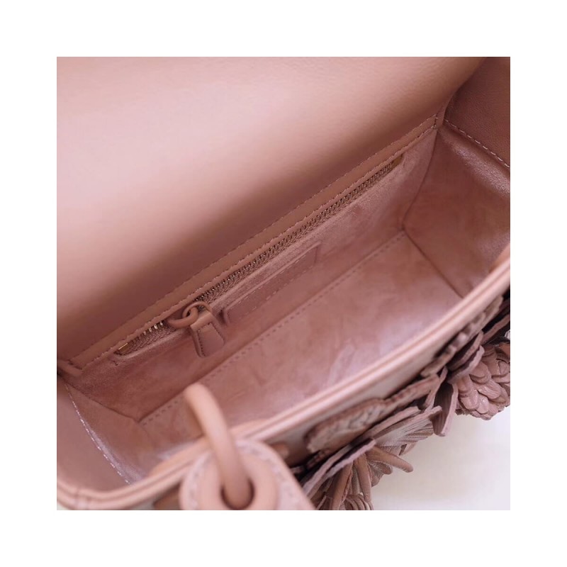 Christian Dior Lambskin Embroidered Flowers Mini "Lady Dior" Bag M0565