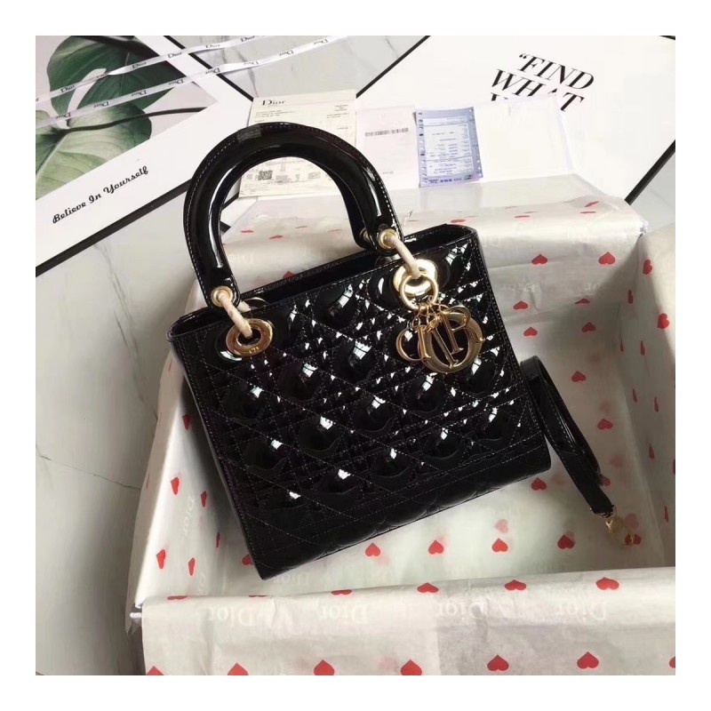 Christian Dior Patent Calfskin Lady Dior Bag M0565