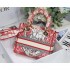 Christian Dior Medium Lady D-Lite Bag Red and White D-Royaume d&#039;Amour Embroidery M0565