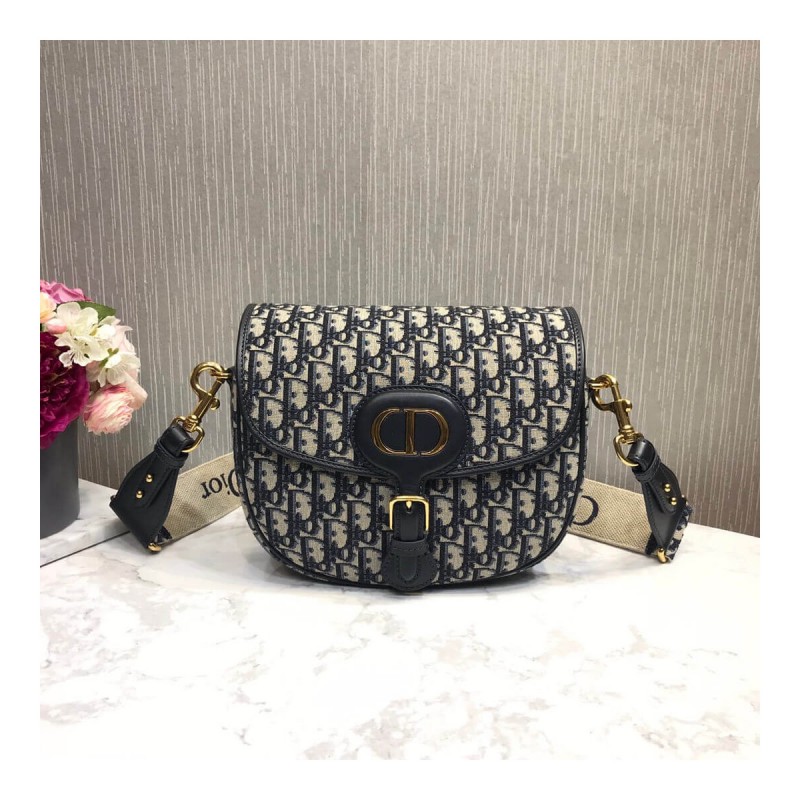 Christian Dior Large Dior Bobby Bag in Blue Dior Oblique Jacquard M9320