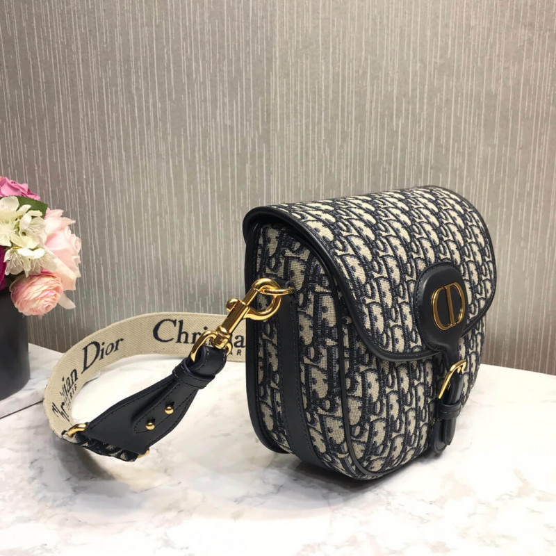 Christian Dior Large Dior Bobby Bag in Blue Dior Oblique Jacquard M9320