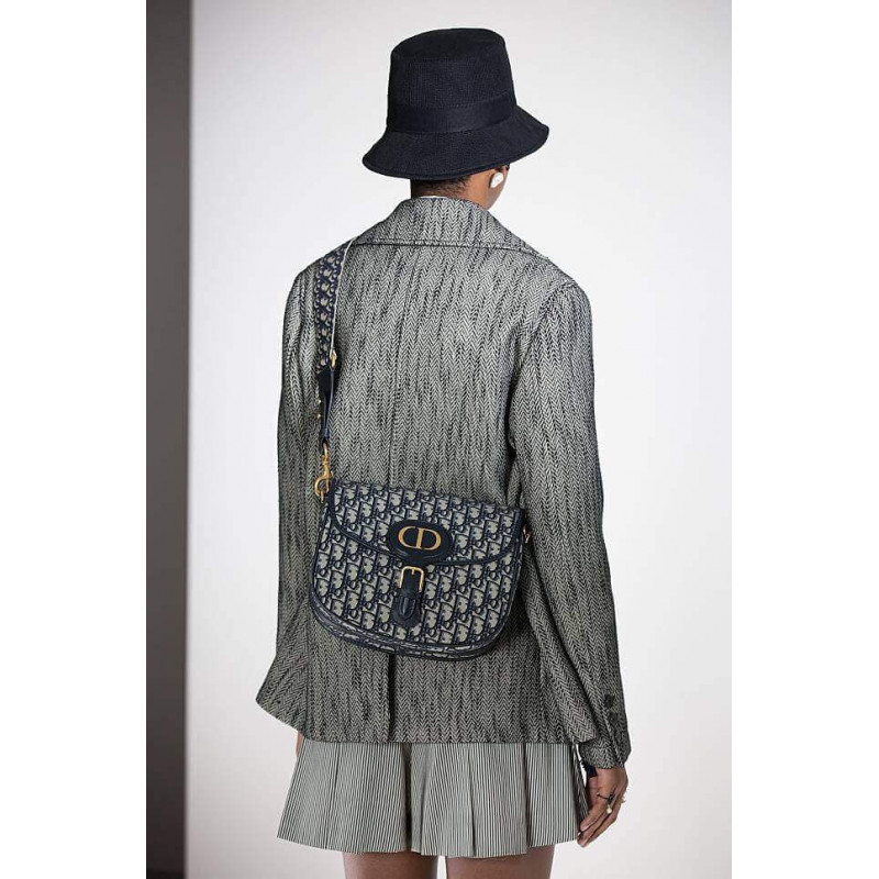 Christian Dior Large Dior Bobby Bag in Blue Dior Oblique Jacquard M9320
