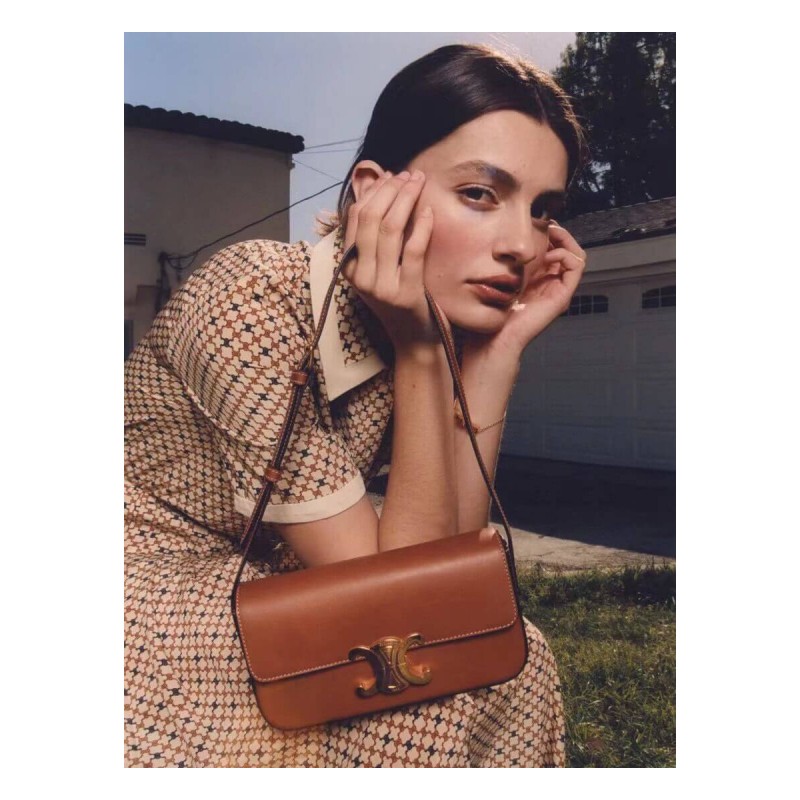 Celine Triomphe Shoulder Bag In Natural Calfskin 194143