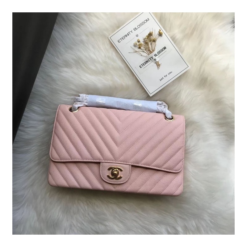 Chanel Chevron Caviar Calfskin Classic Flap Bag A01112