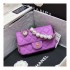Chanel Small Pearl Logo Strap Flap Bag AS1436 Purple