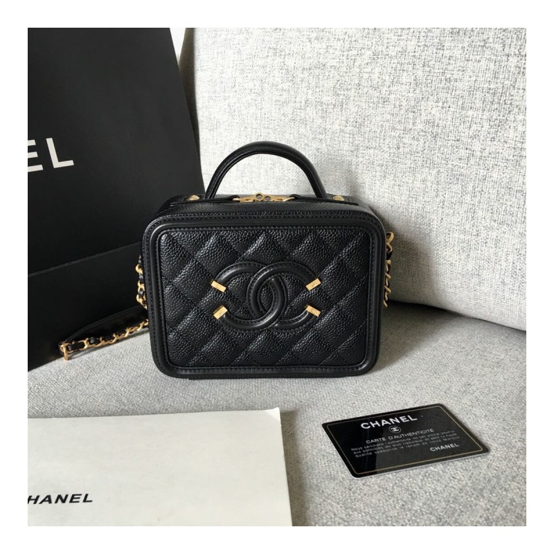 Chanel Quilted Caviar Small Vanity Case A93342
