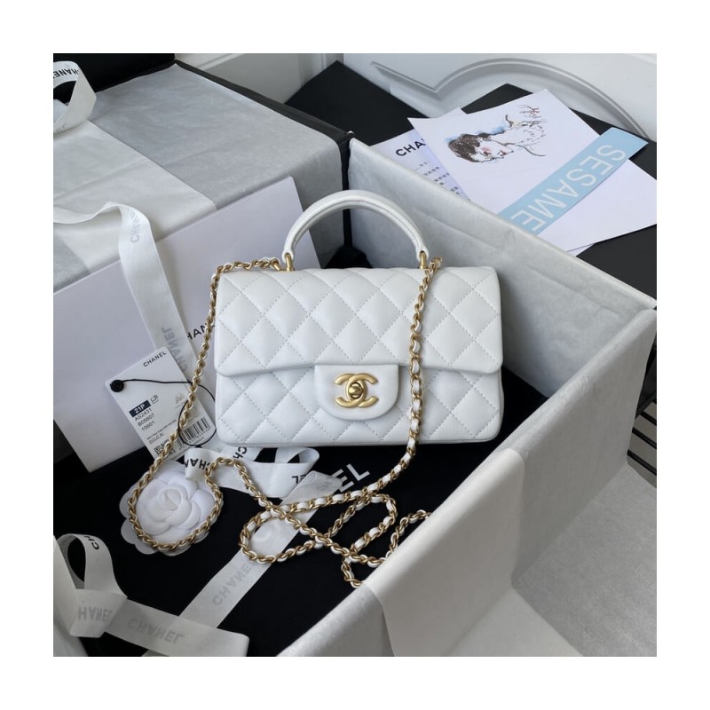 Chanel Mini Flap Bag With Top Handle AS2431 in Iridescent Lambskin