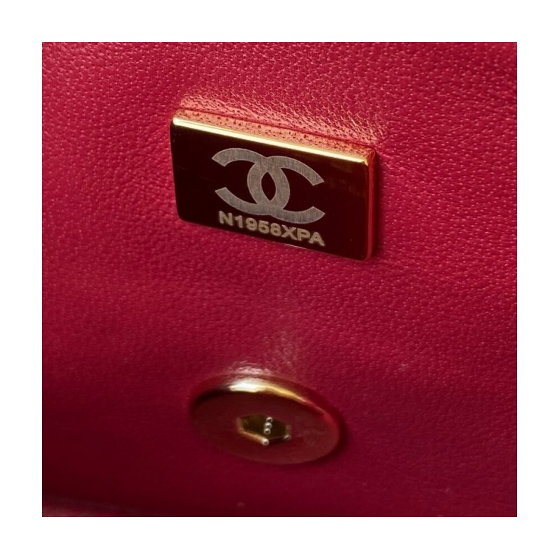 Chanel Mini Flap Bag With Top Handle AS2431 in Iridescent Lambskin