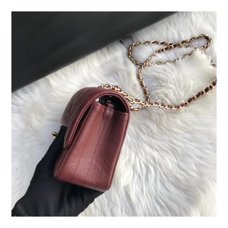 Chanel Chevron Caviar Leathe 20cm Classic Flap Bag 1116