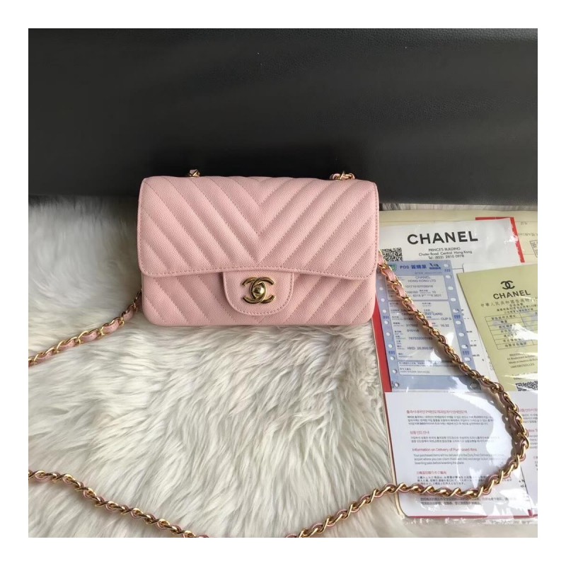 Chanel Chevron Caviar Leathe 20cm Classic Flap Bag 1116