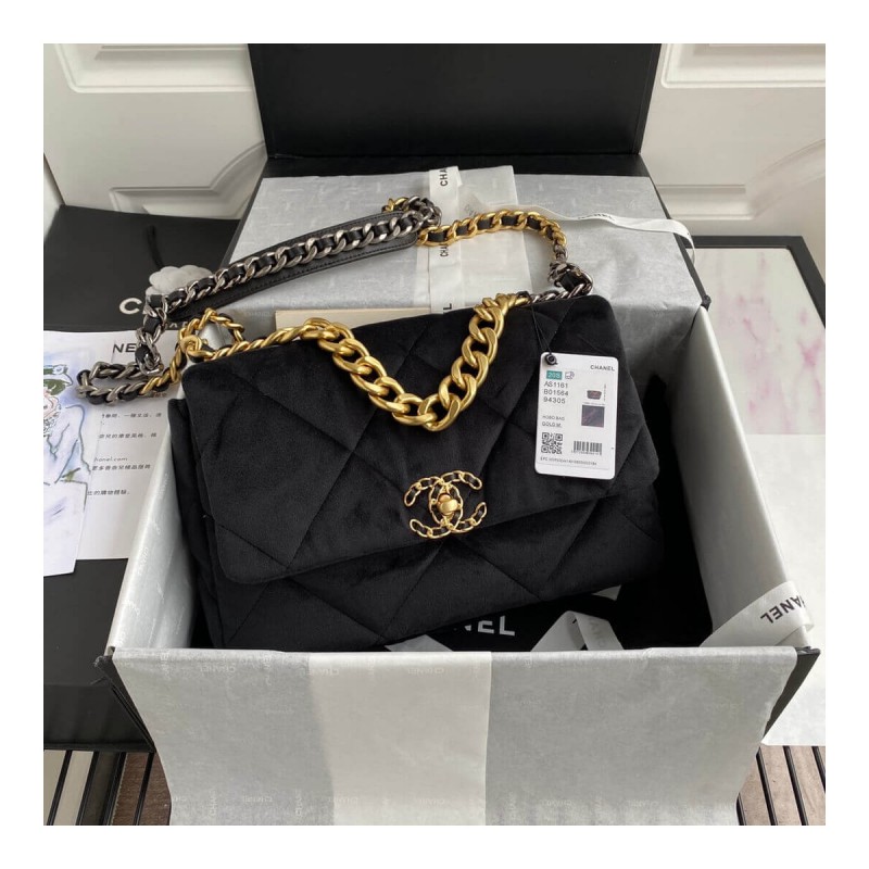 Chanel 19 Large Velvet Flap Bag AS1161