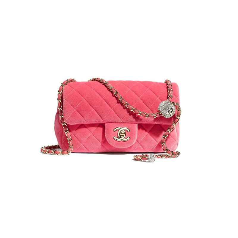 Chanel Velvet with Strass Charm Strap Flap Bag AS1787