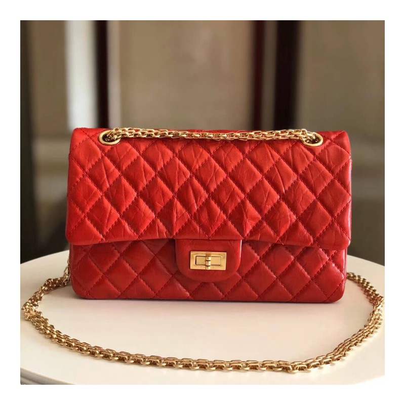 Chanel 2.55 Aged Calfskin Leather Flap Bag A37586