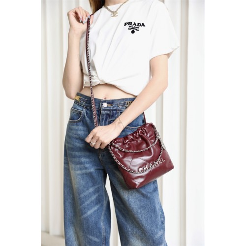 Chanel 22 mini Handbag AS3980 Crimson