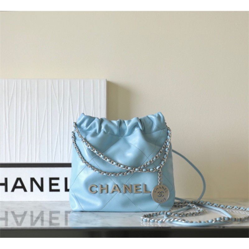 Chanel 22 mini Handbag AS3980 Light blue