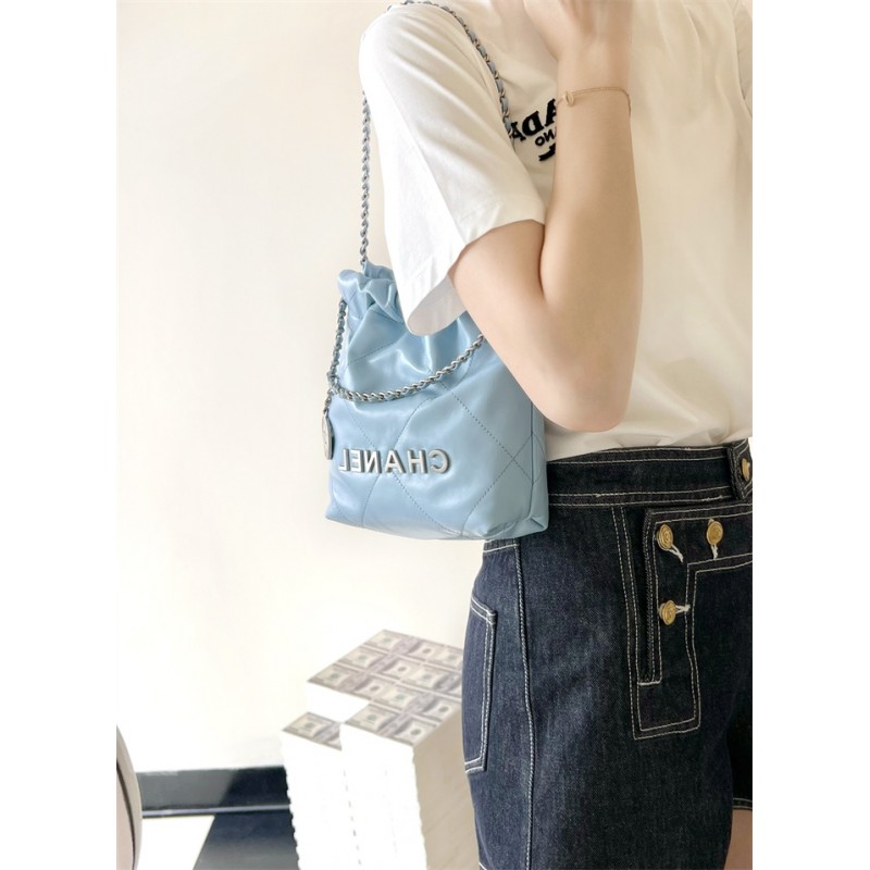 Chanel 22 mini Handbag AS3980 Light blue