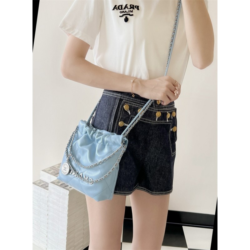 Chanel 22 mini Handbag AS3980 Light blue