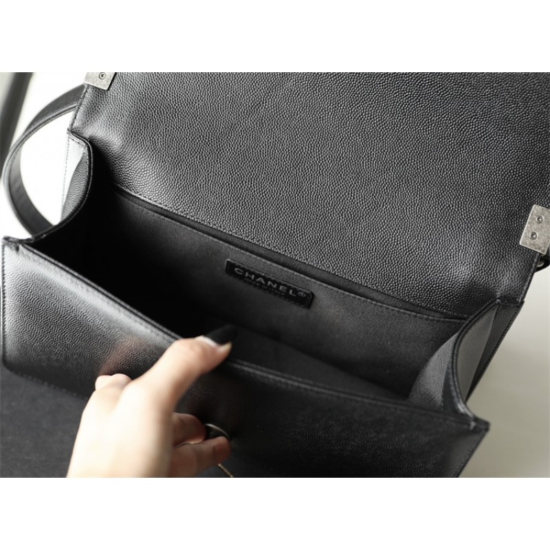 Chanel Boy chanel handbag Grained Calfskin A67086Black