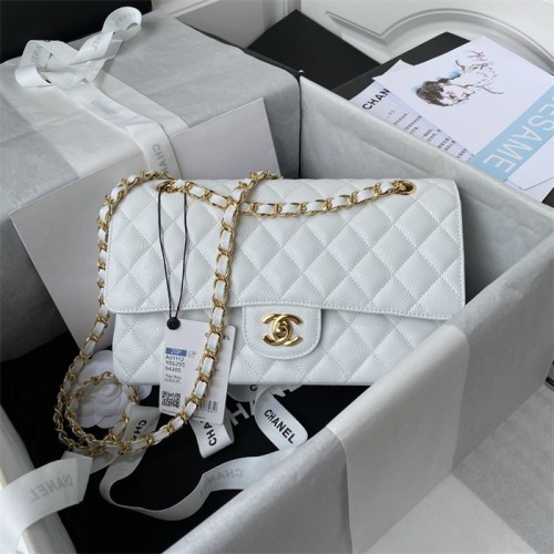 Chanel Caviar Calfskin Classic Flap Bag A01112White