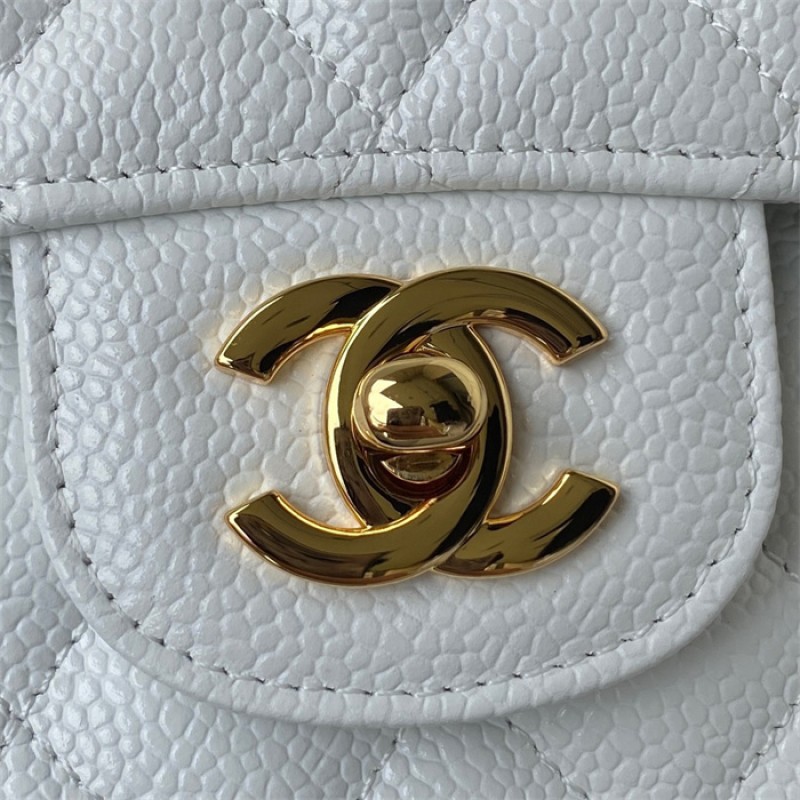 Chanel Caviar Calfskin Classic Flap Bag A01112White