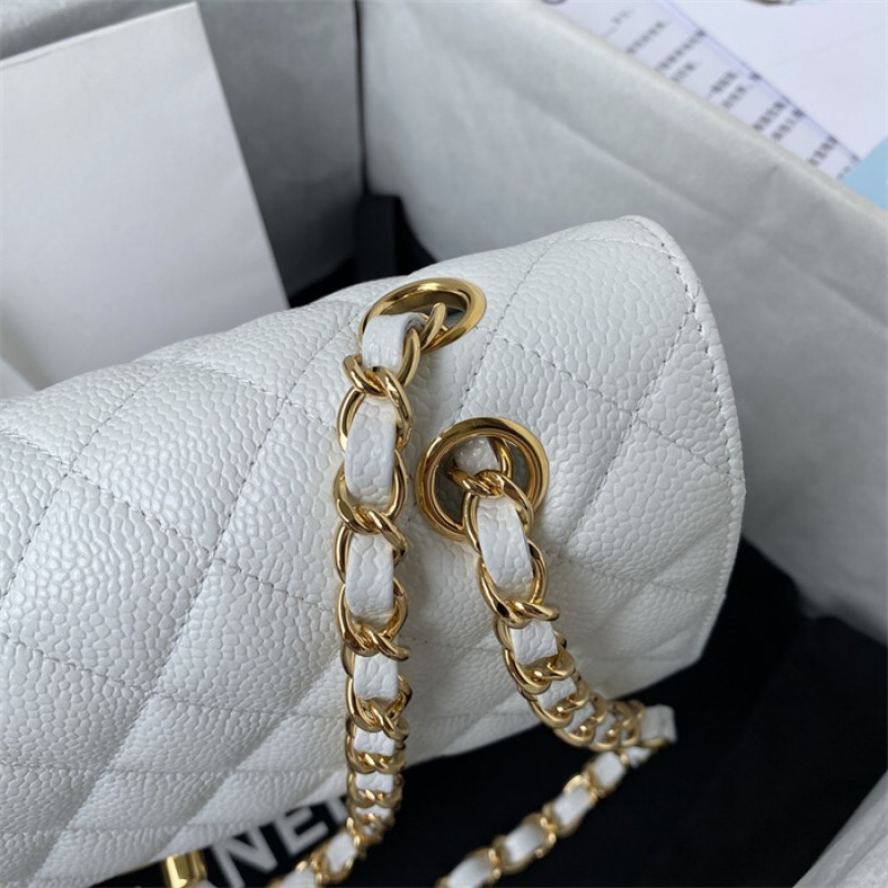 Chanel Caviar Calfskin Classic Flap Bag A01112White