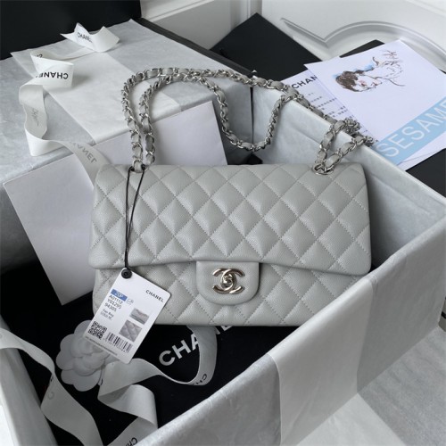 Chanel Caviar Calfskin Classic Flap Bag A01112Light Grey