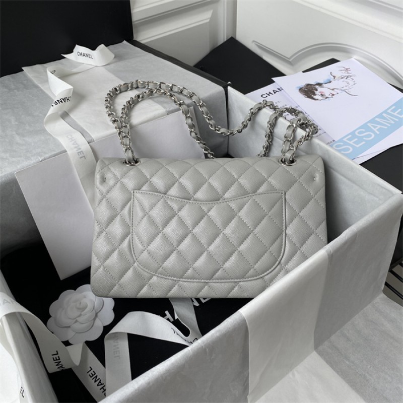 Chanel Caviar Calfskin Classic Flap Bag A01112Light Grey
