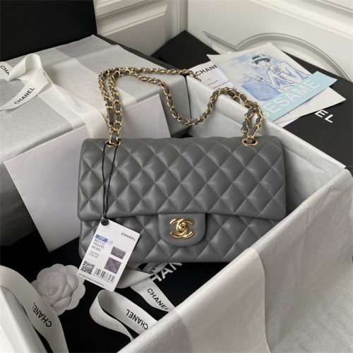 Chanel Lambskin Leather Classic Flap Bag A01112Grey