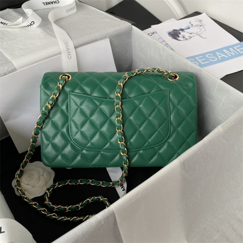 Chanel Lambskin Leather Classic Flap Bag  A01112Green