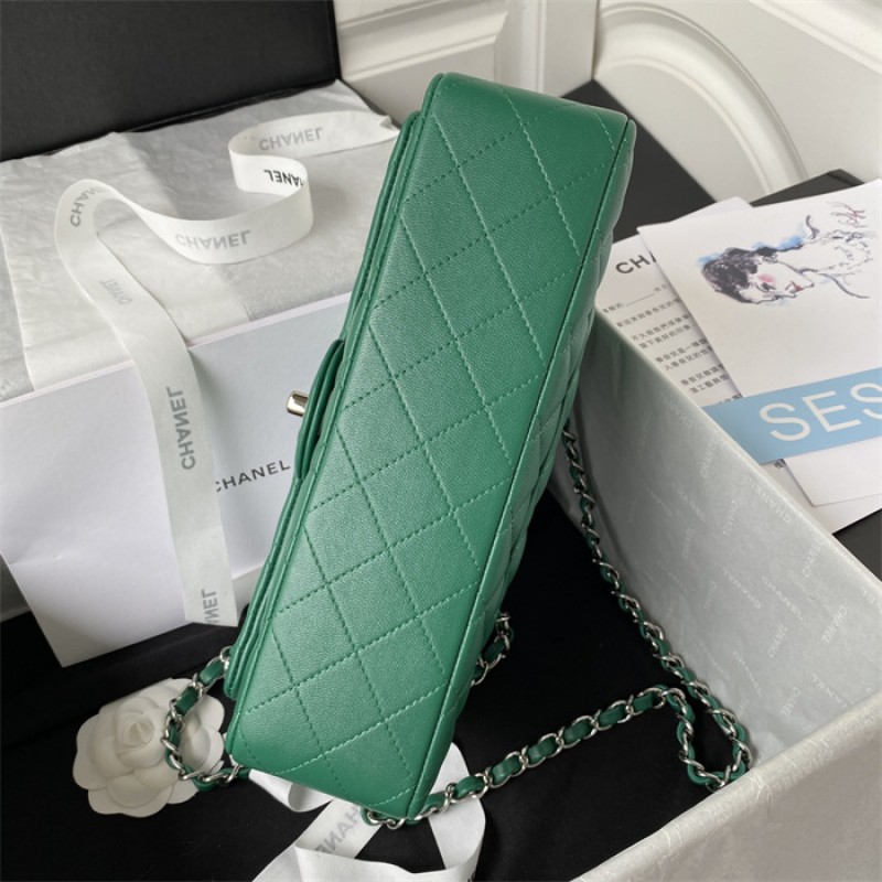 Chanel Lambskin Leather Classic Flap Bag  A01112Green