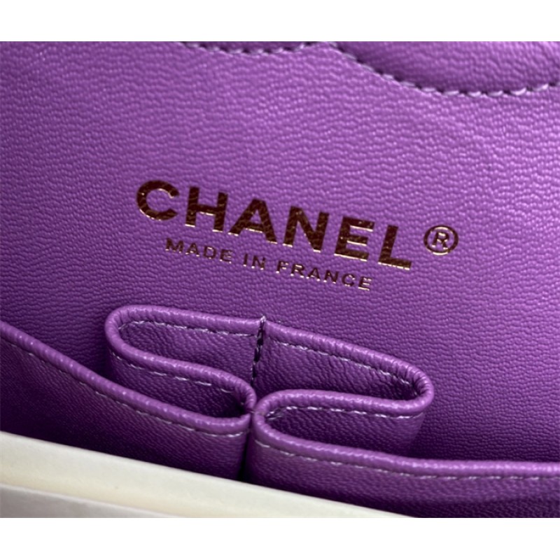 Chanel Lambskin Leather Classic Flap Bag A01112Purple