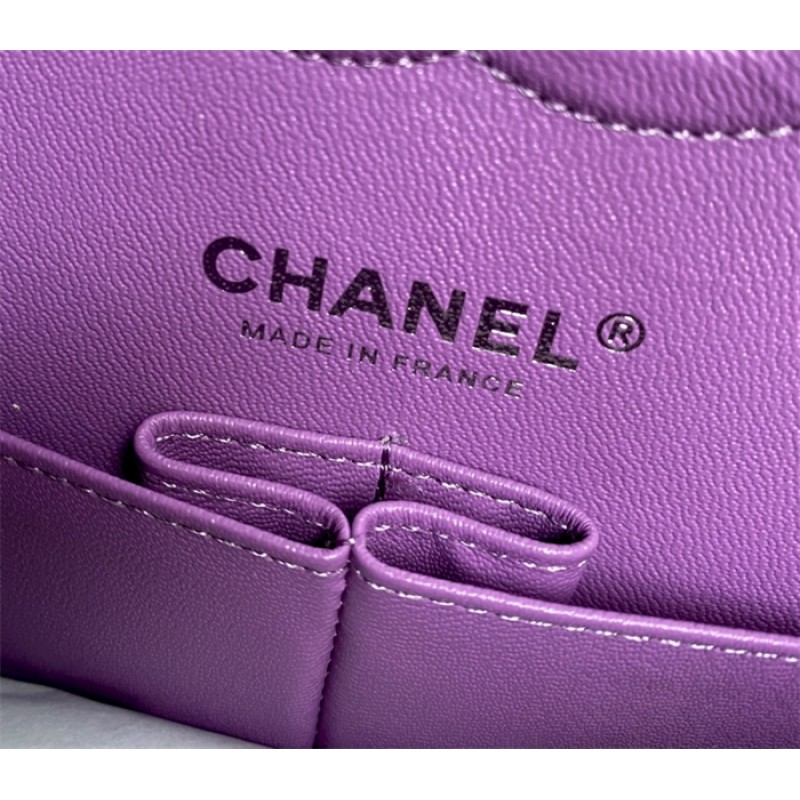 Chanel Lambskin Leather Classic Flap Bag A01112Purple