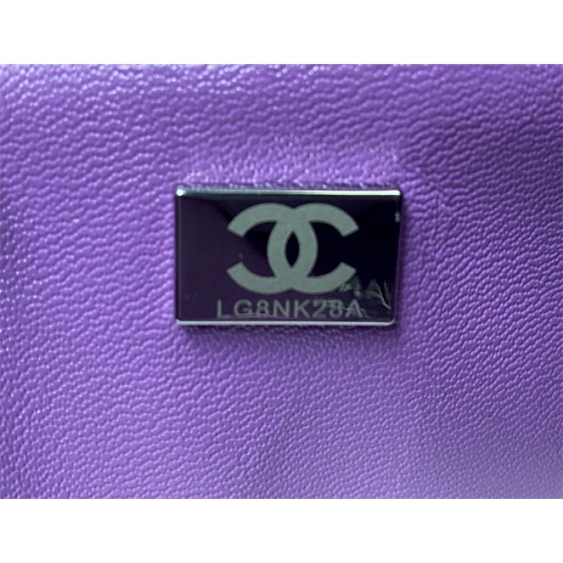 Chanel Lambskin Leather Classic Flap Bag A01112Purple