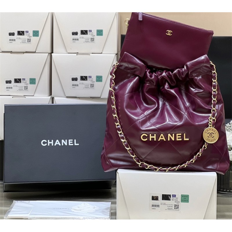Chanel 22 Small Handbag AS3260Claret