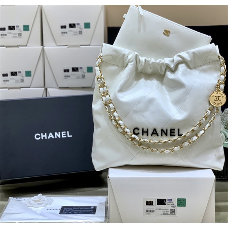 Chanel 22 Small Handbag AS3260White01
