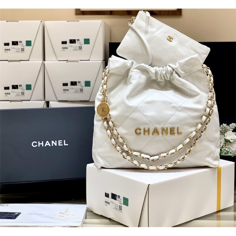 Chanel 22 Small Handbag AS3260White02