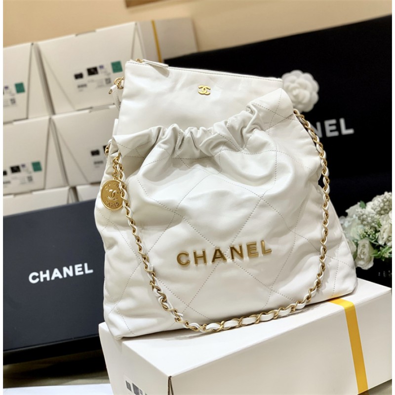 Chanel 22 Small Handbag AS3260White02