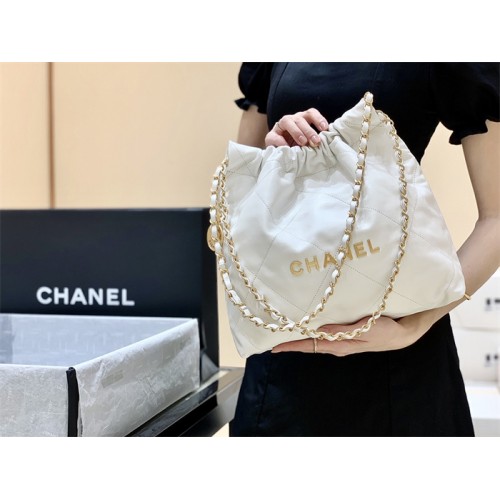 Chanel 22 Small Handbag AS3260White02