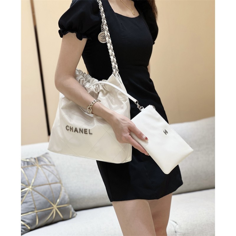 Chanel 22 Small Handbag AS3260White03