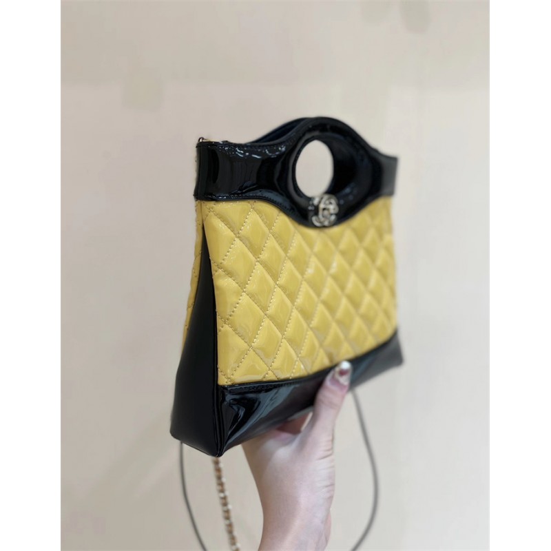 Chanel 31 Mini Shopping Bag in Black & Yellow Patent Calfskin AS4133