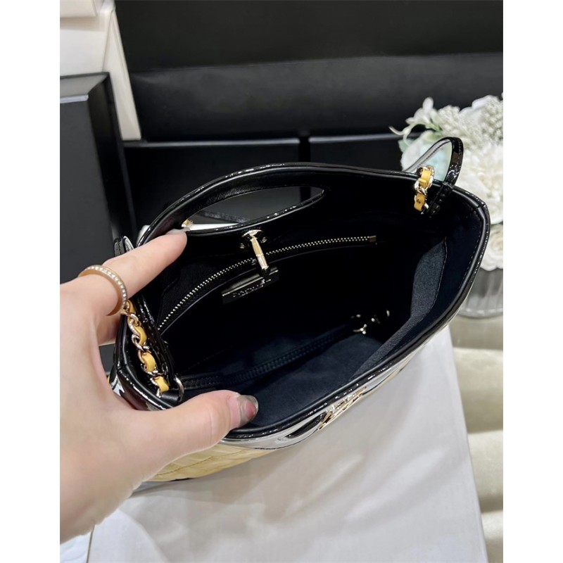 Chanel 31 Mini Shopping Bag in Black & Yellow Patent Calfskin AS4133