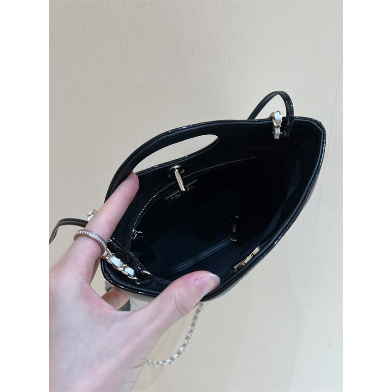 Chanel 31 Mini Shopping Bag in Black & White Patent Calfskin AS4133
