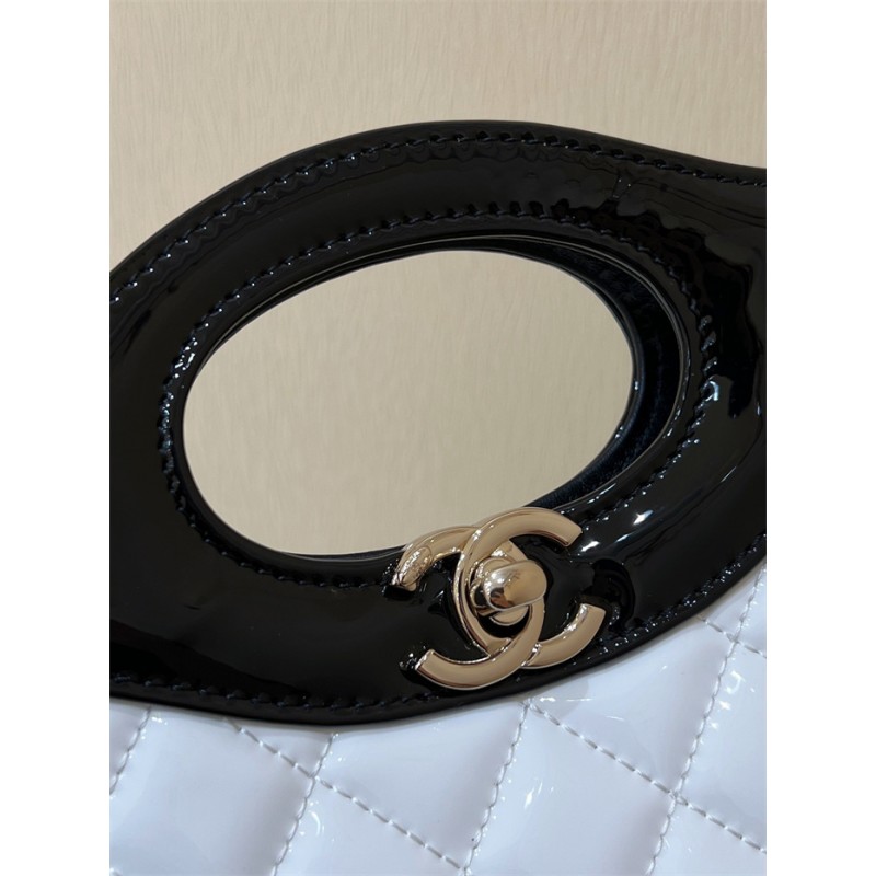 Chanel 31 Mini Shopping Bag in Black & White Patent Calfskin AS4133