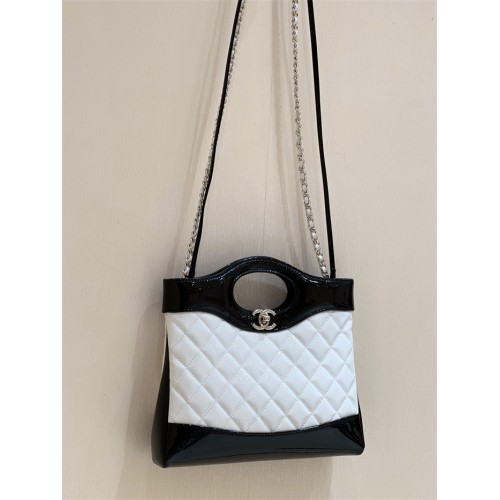 Chanel 31 Mini Shopping Bag in Black & White Patent Calfskin AS4133