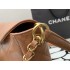 Chanel 24SS Brown Shiny Calfskin Medium Hobo Handbag AS4668