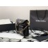 Chanel 24SS Black Shiny Calfskin Small Hobo Handbag AS4743