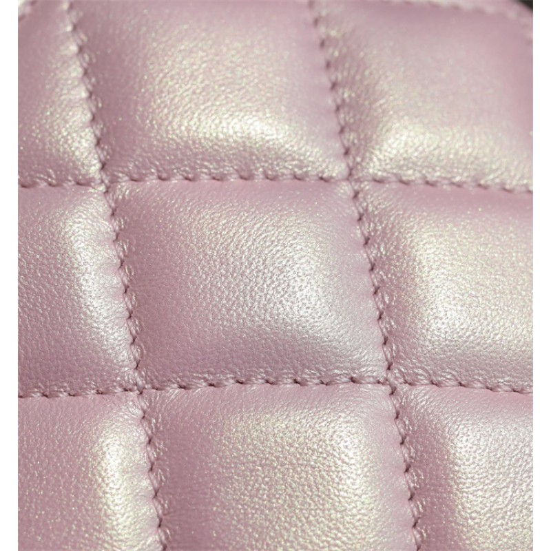Chanel 24P Mini Pearls Handle Flap Bag AS4384 Pink