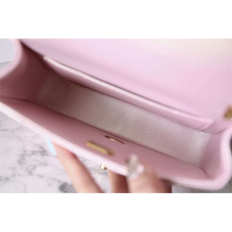 Chanel 24P Mini Pearls Handle Flap Bag AS4384 Pink