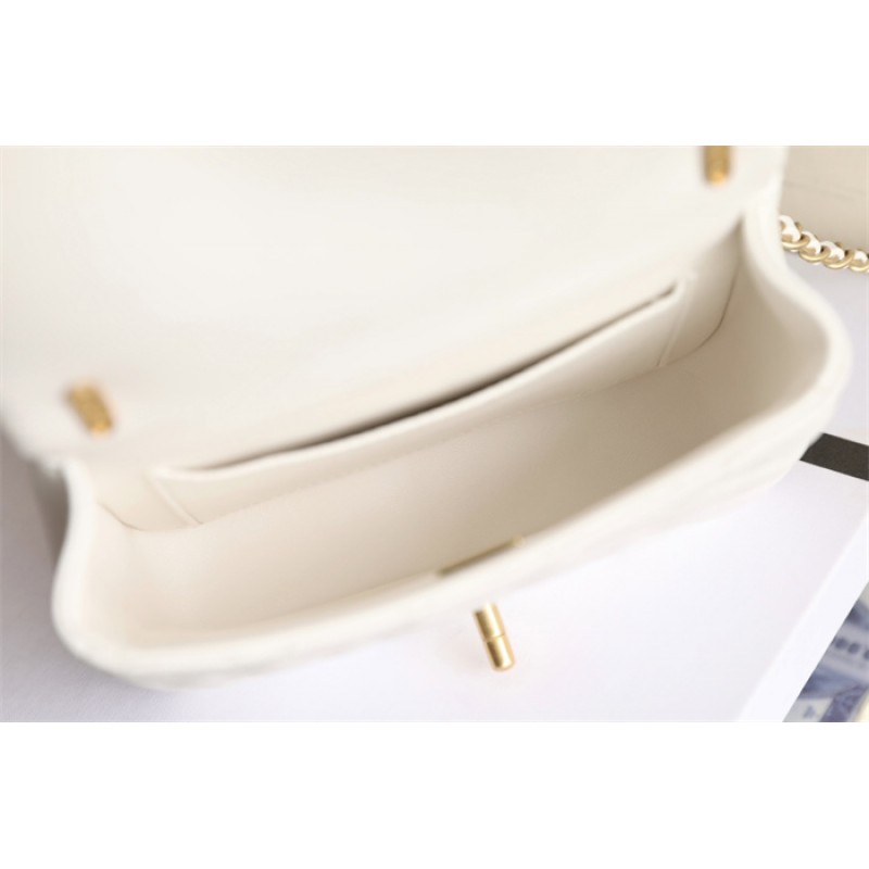 Chanel 24P Mini Pearls Handle Flap Bag AS4384 White