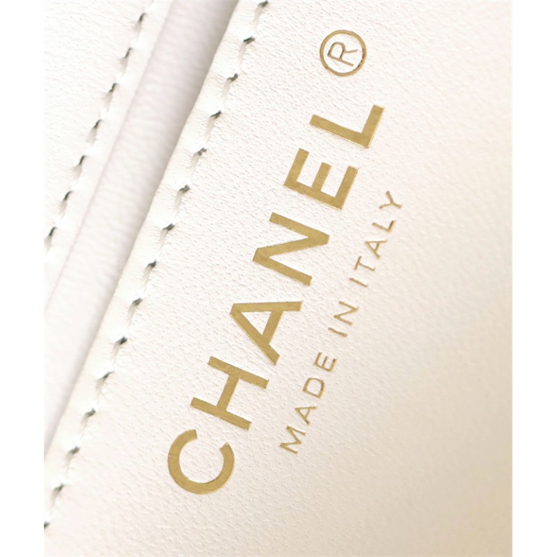 Chanel 24P Mini Pearls Handle Flap Bag AS4384 White